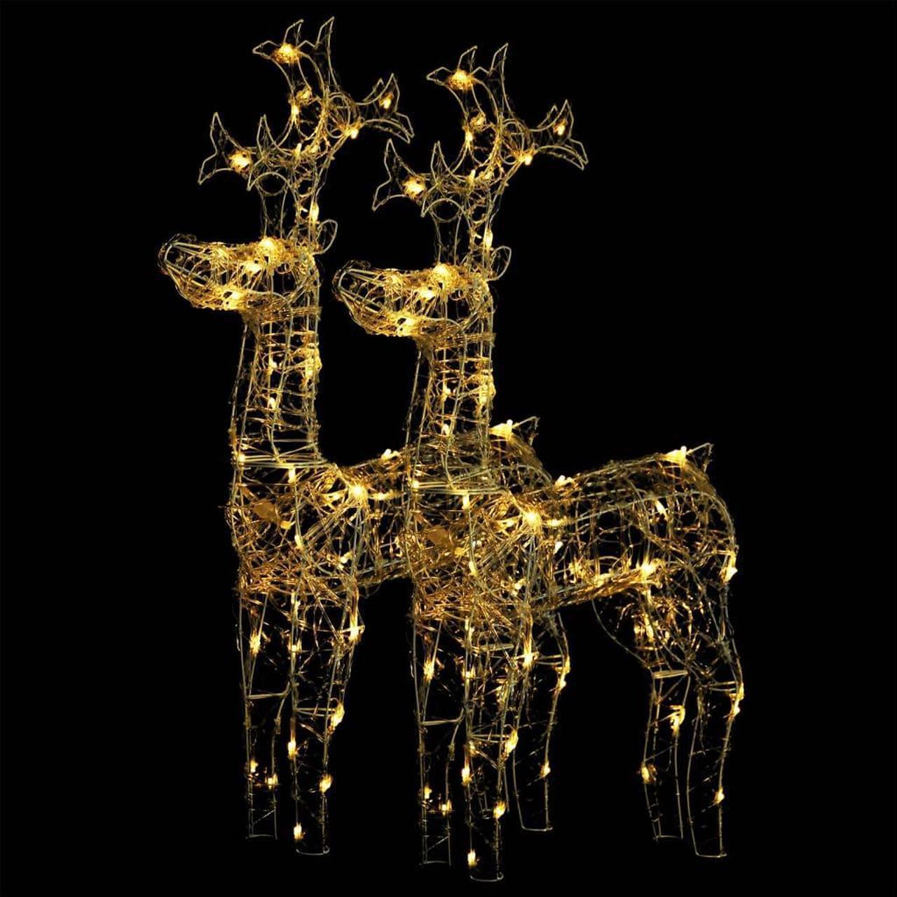 Alt view image 3 of 5 - vidaXL Reindeer Christmas Decoration LEDs Christmas Lighting 2 Pcs Acrylic