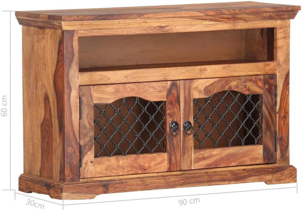 Alt view image 17 of 18 - vidaXL TV Cabinet Light Brown Solid Acacia Wood 35.4 x 11.8 x 23.6 in