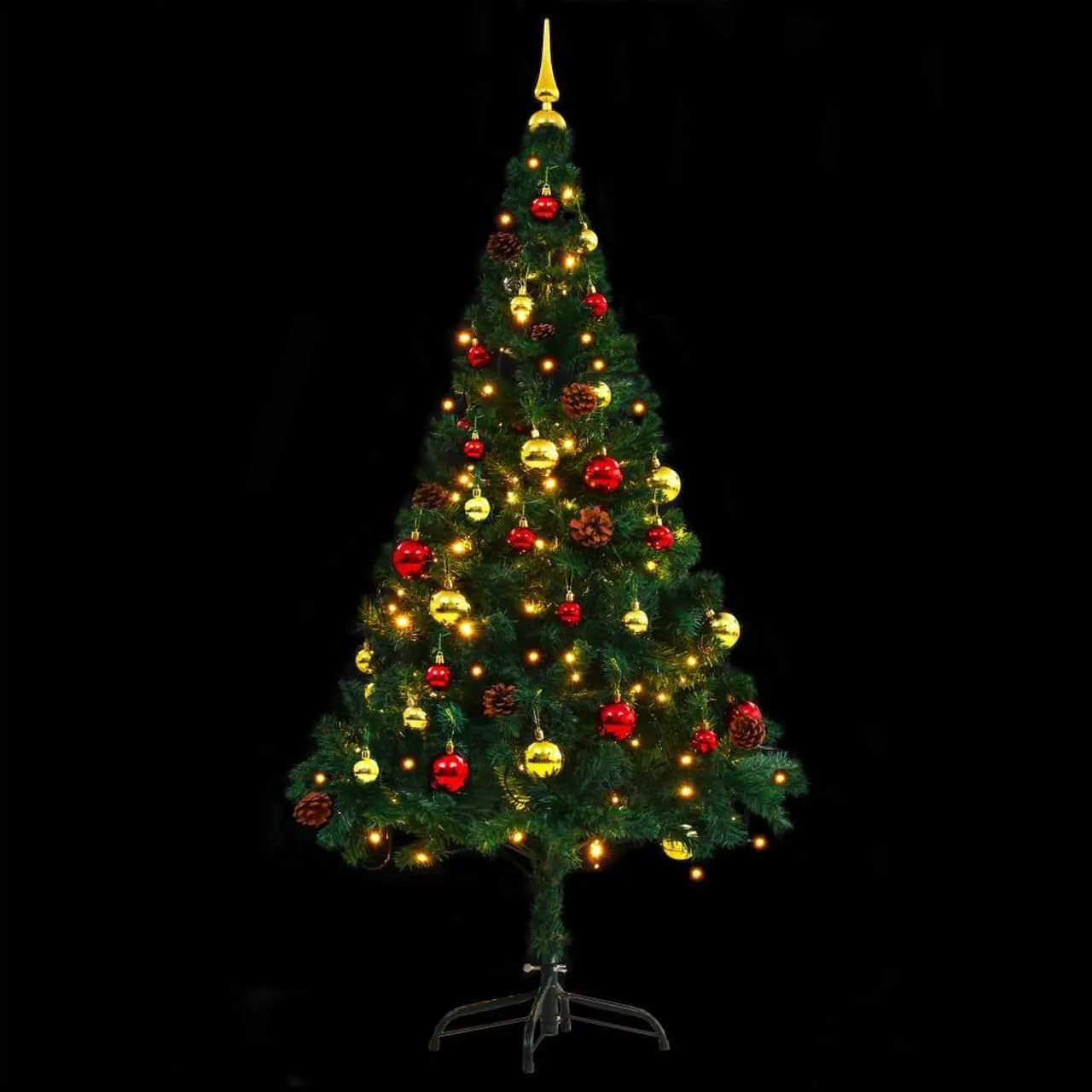 Alt view image 5 of 13 - vidaXL Artificial Pre-lit Christmas Tree with Baubles Xmas Tree Decoration Green