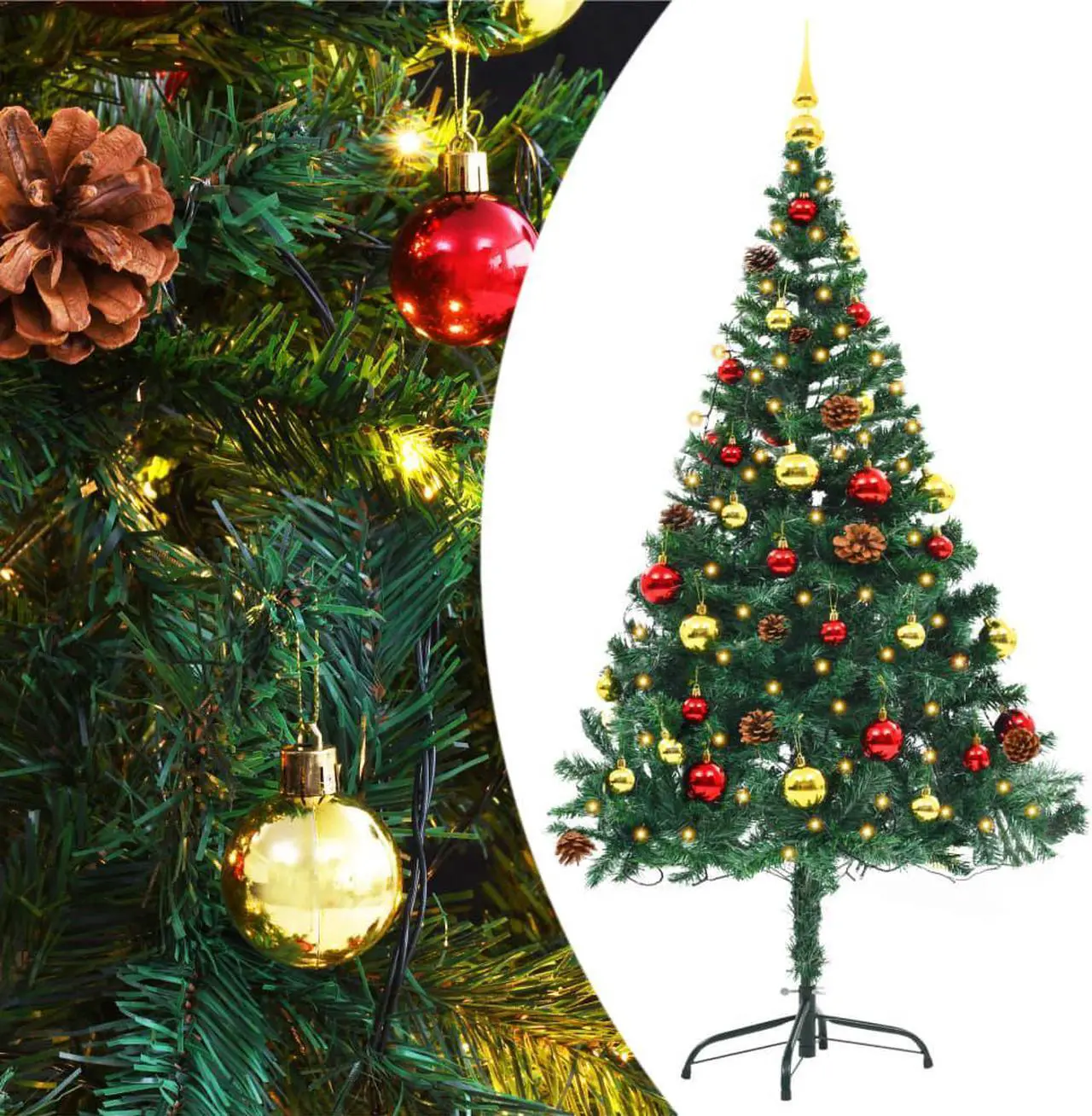 Alt view image 6 of 13 - vidaXL Artificial Pre-lit Christmas Tree with Baubles Xmas Tree Decoration Green