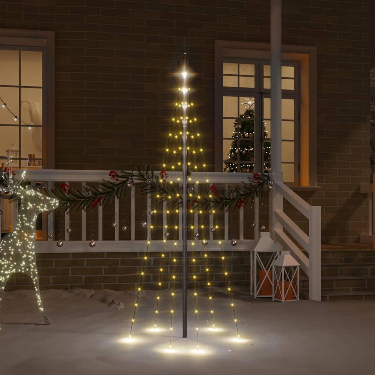 Alt view image 3 of 16 - vidaXL Christmas Tree Decoration Xmas Tree Lights on Flagpole Warm White LEDs