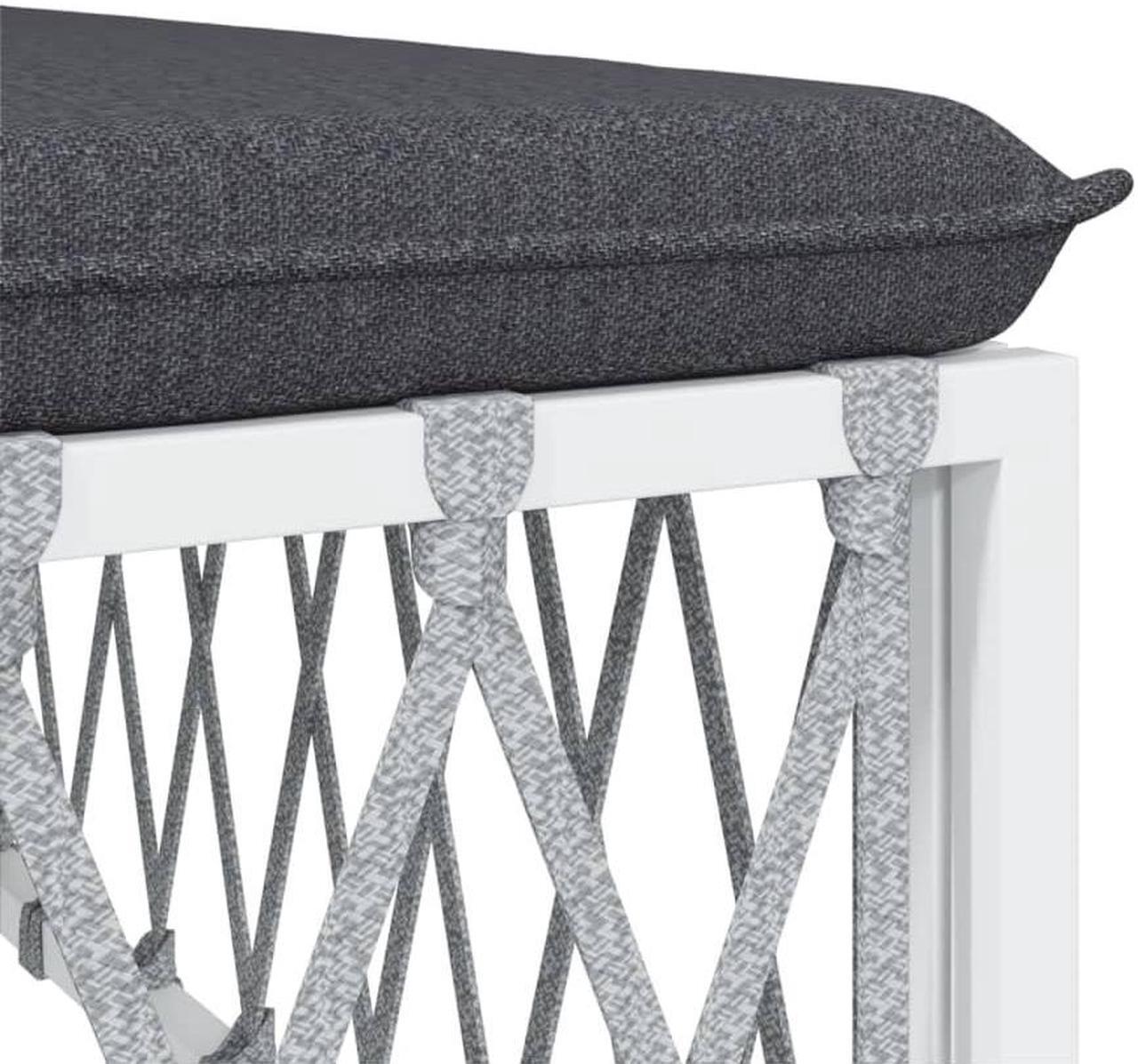 Alt view image 5 of 6 - vidaXL Patio Furniture Set 3 Piece Sectional Sofa with Cushions White Steel