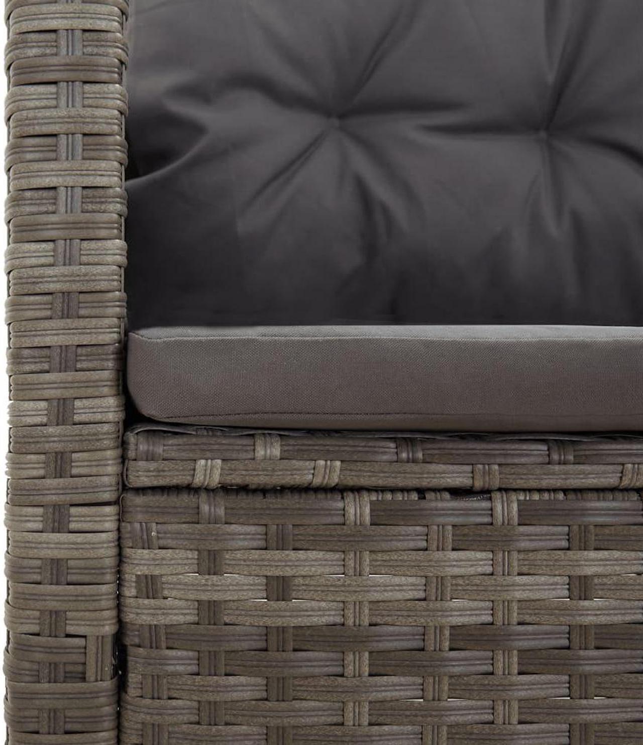 Alt view image 6 of 7 - vidaXL Patio Furniture Reclining Sectional Sofa with Cushions Gray Poly Rattan