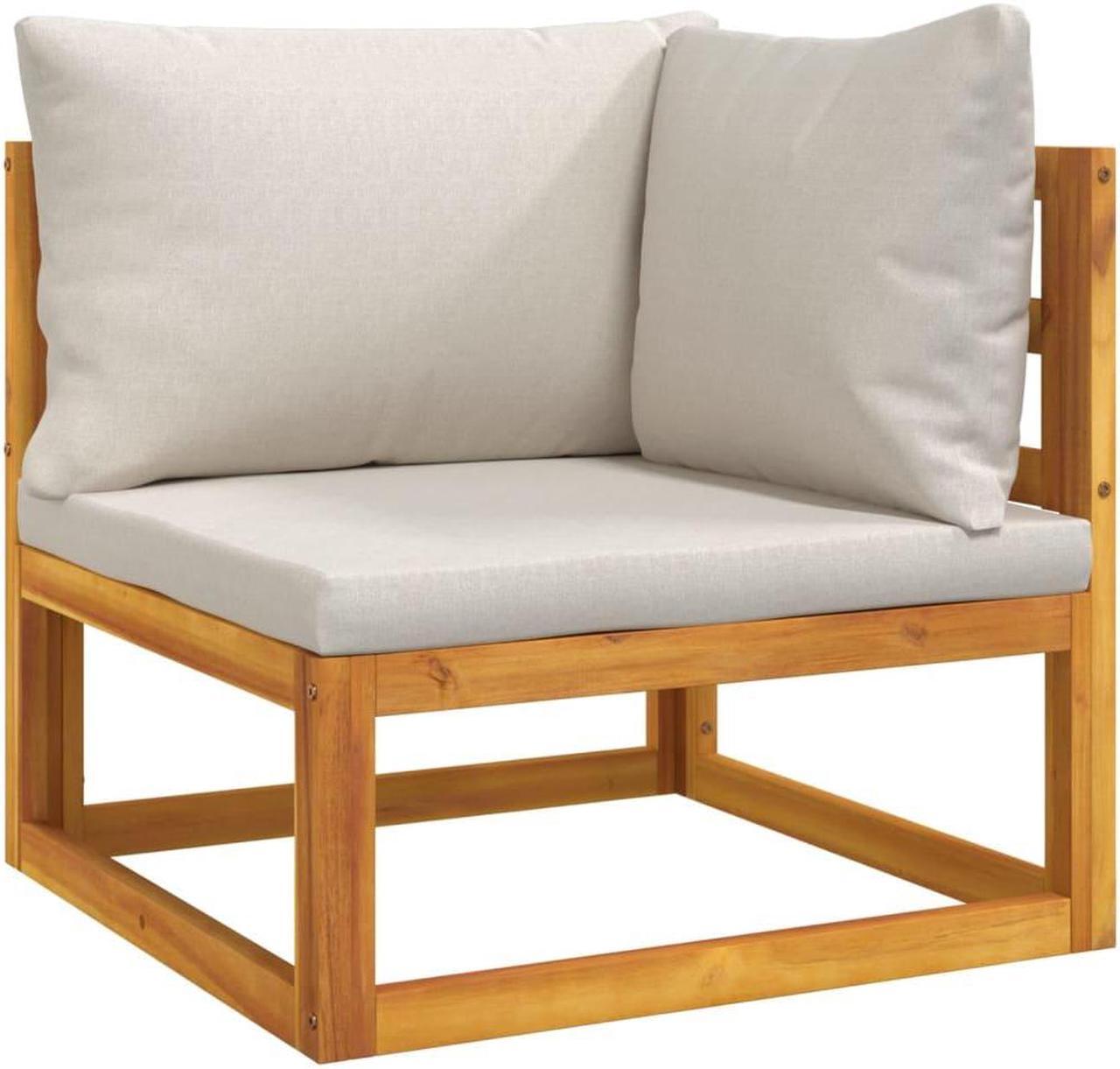Alt view image 3 of 6 - vidaXL Patio Furniture Set 3 Piece Sofa with Light Gray Cushions Solid Wood
