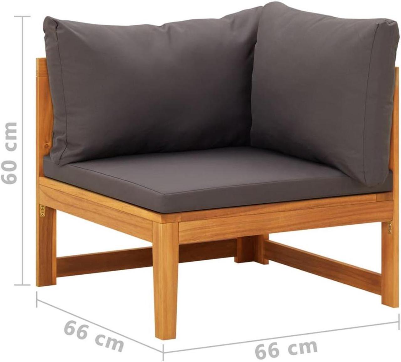 Alt view image 14 of 16 - vidaXL 2 Piece Patio Lounge Set with Dark Gray Cushions Acacia Wood