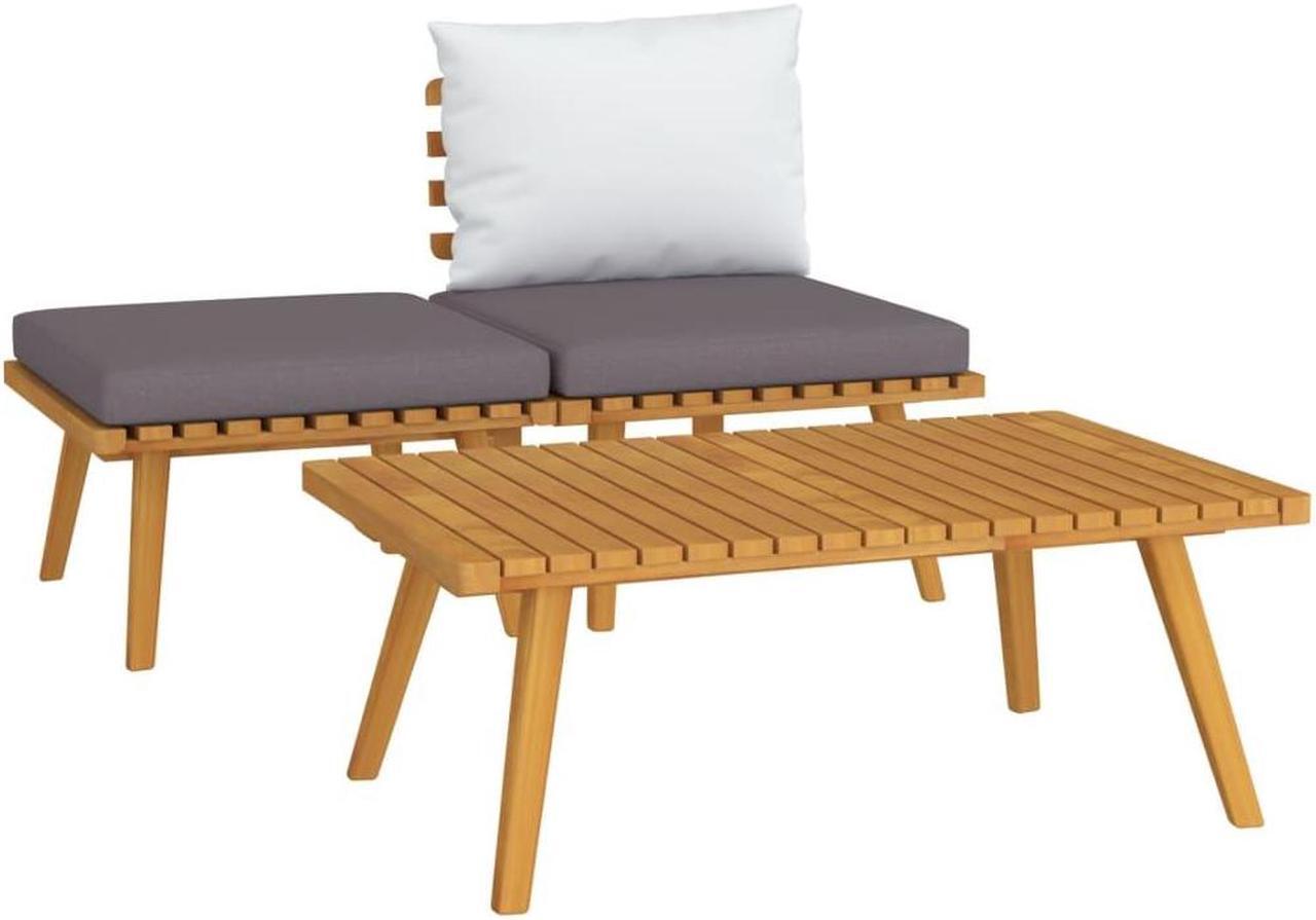 Alt view image 13 of 18 - vidaXL 3 Piece Patio Lounge Set with Cushions Solid Acacia Wood