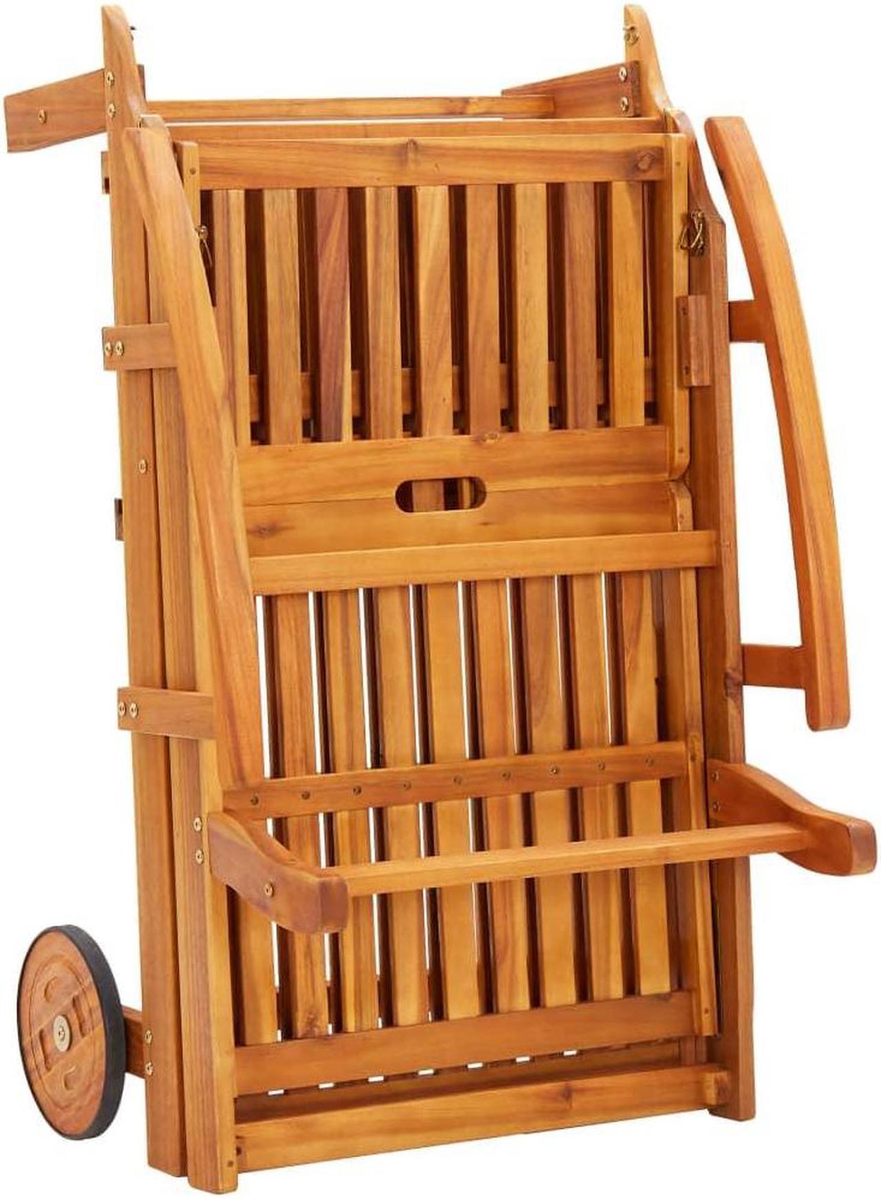 Alt view image 5 of 7 - vidaXL Solid Acacia Wood Patio Sun Lounger with Table and Cushion Lounge Set