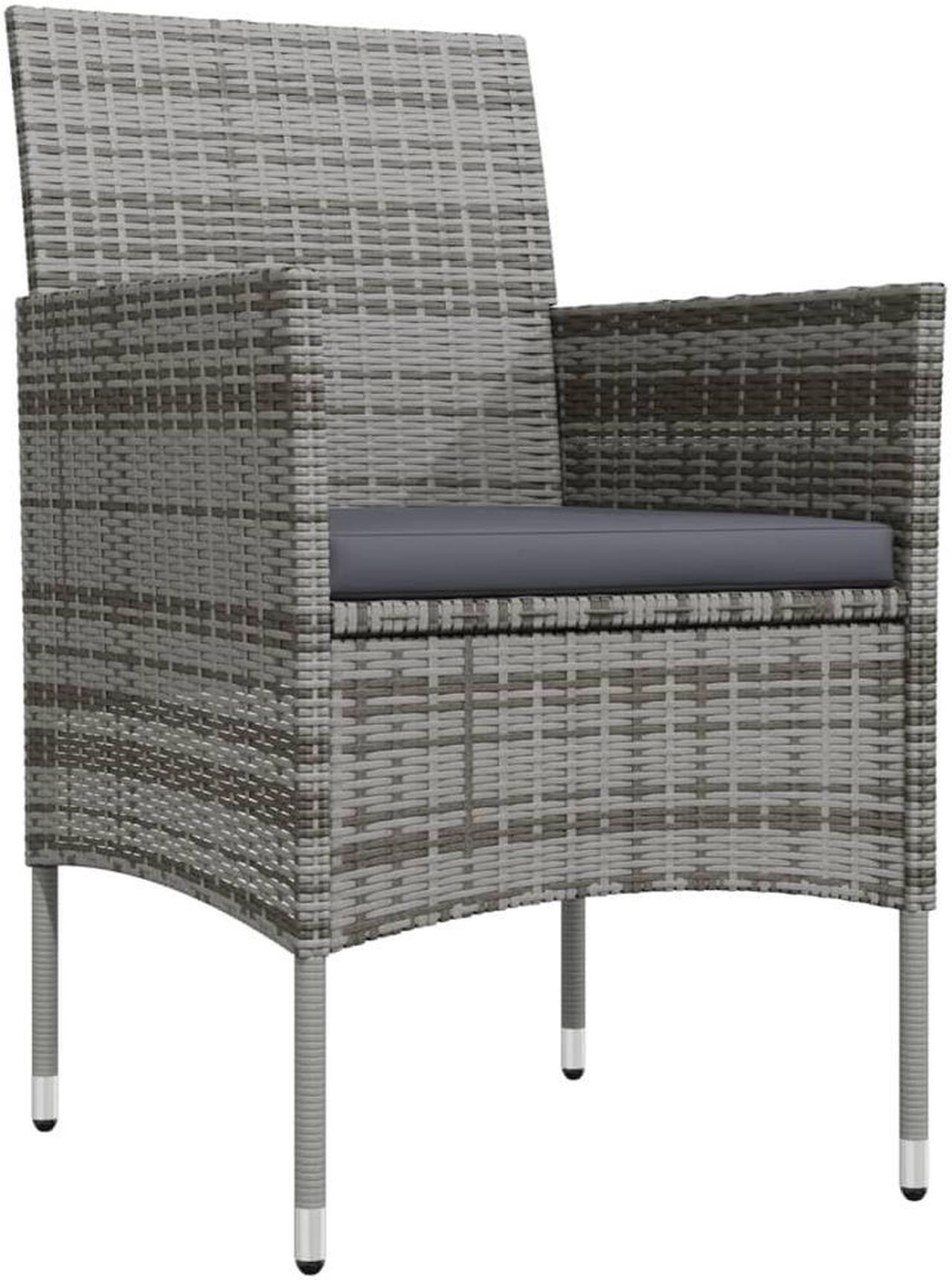 Alt view image 3 of 6 - vidaXL Patio Dining Set Outdoor Dining Table and Chair 3 Piece Gray and Black