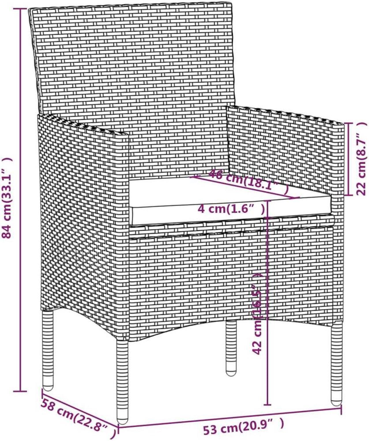 Alt view image 6 of 6 - vidaXL Patio Dining Set Outdoor Dining Table and Chair 3 Piece Gray and Black