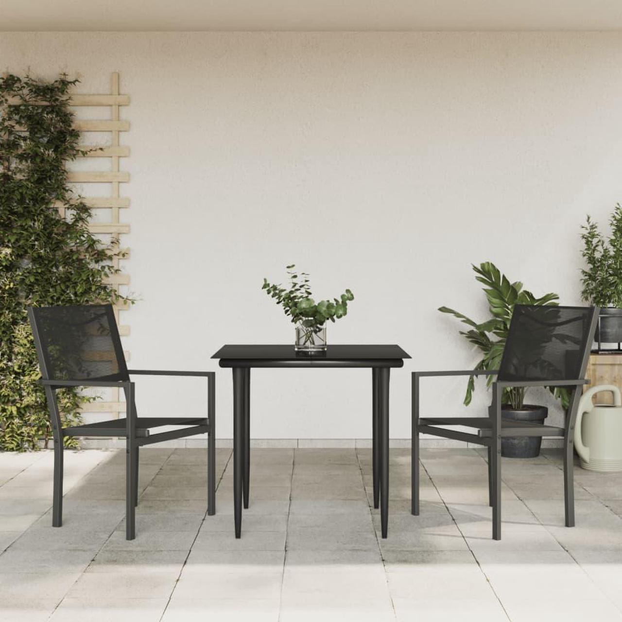 Main image of vidaXL Patio Dining Set Outdoor Furniture 3 Piece Black Steel and Textilene