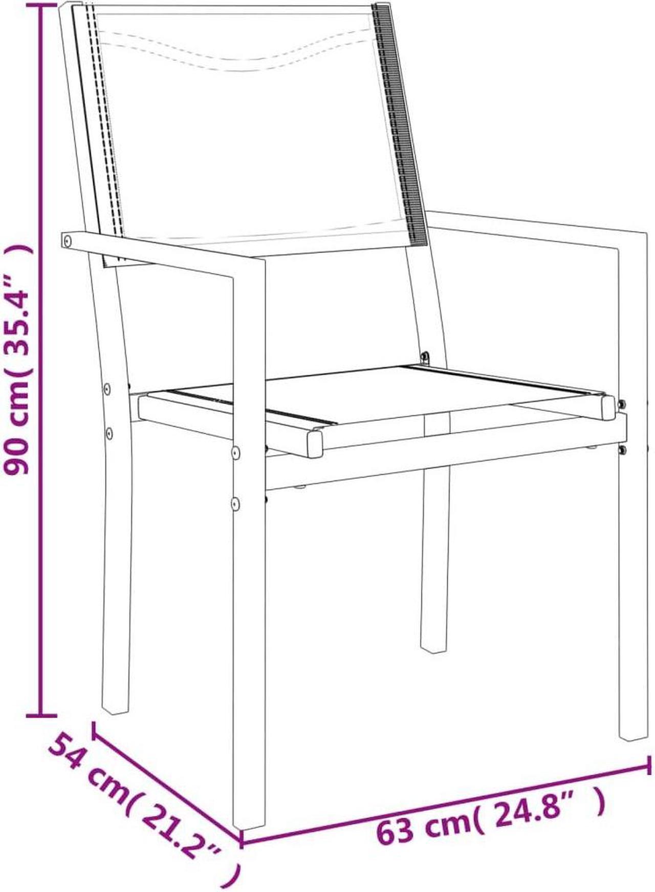 Alt view image 5 of 6 - vidaXL Patio Dining Set Outdoor Furniture 3 Piece Black Steel and Textilene