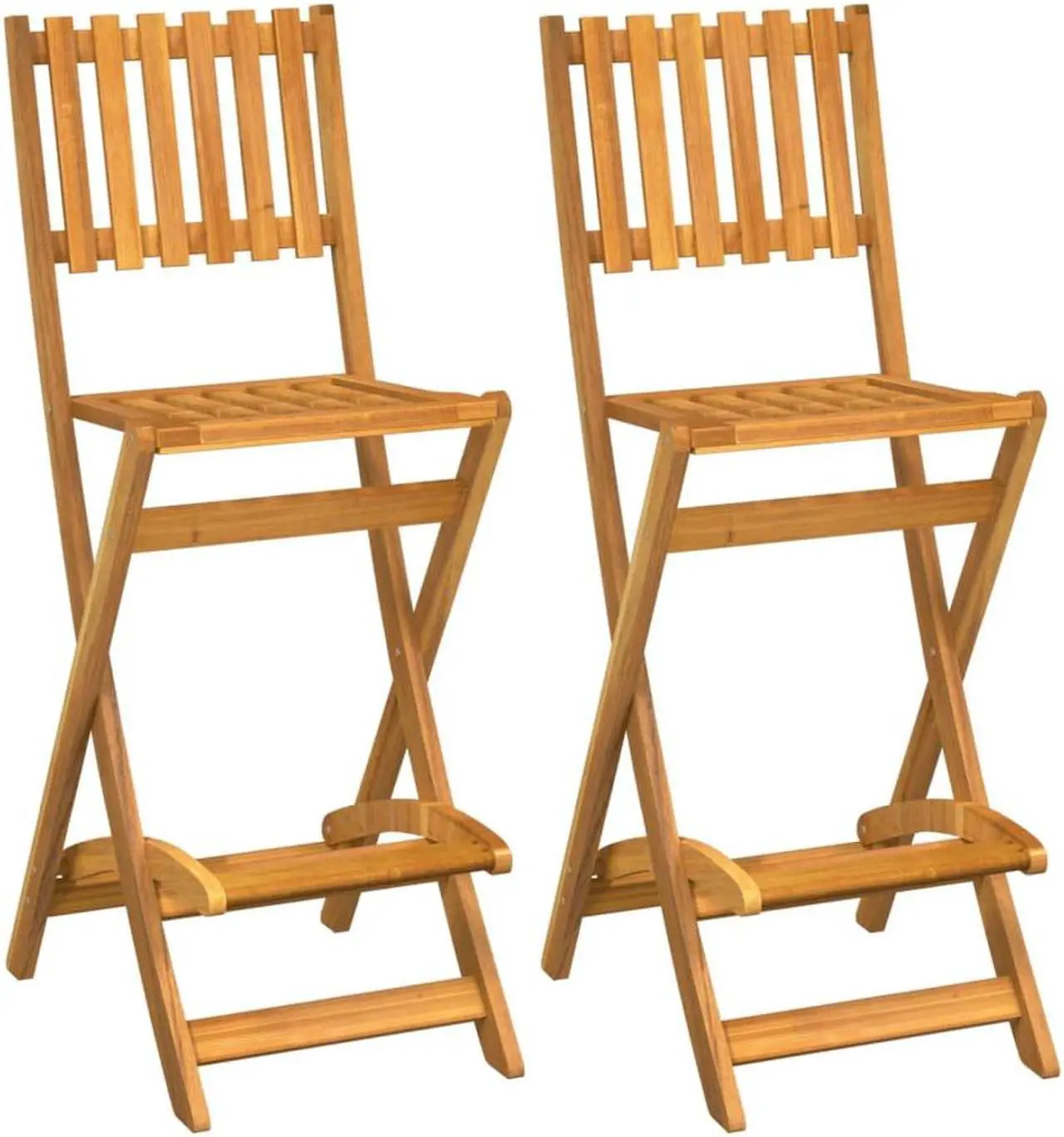 Alt view image 2 of 5 - vidaXL Bar Stool 2 Pcs Folding Counter Stool Patio Furniture Solid Wood Acacia