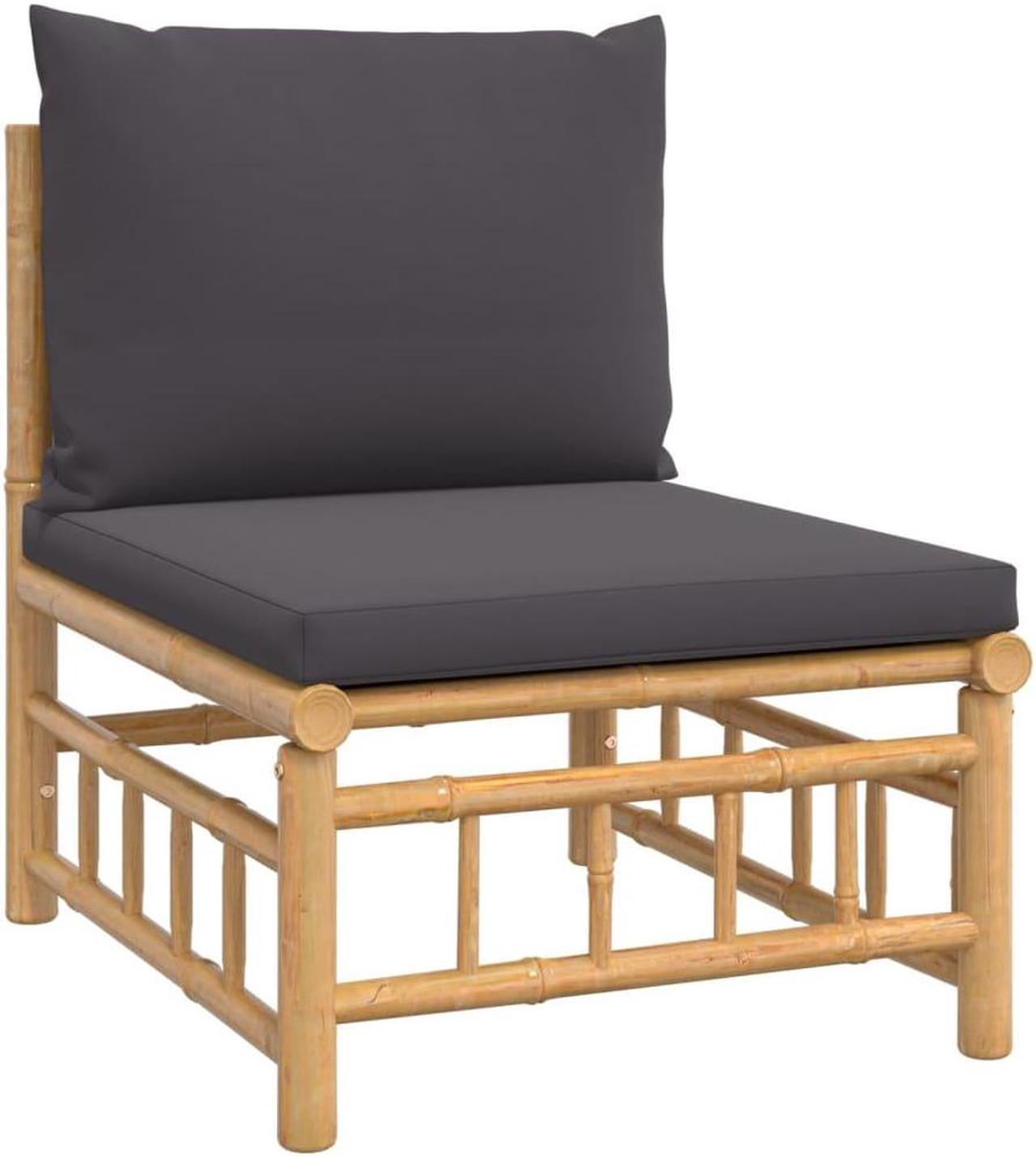 Alt view image 2 of 7 - vidaXL Patio Furniture Outdoor Sofa Garden Couch with Dark Gray Cushions Bamboo