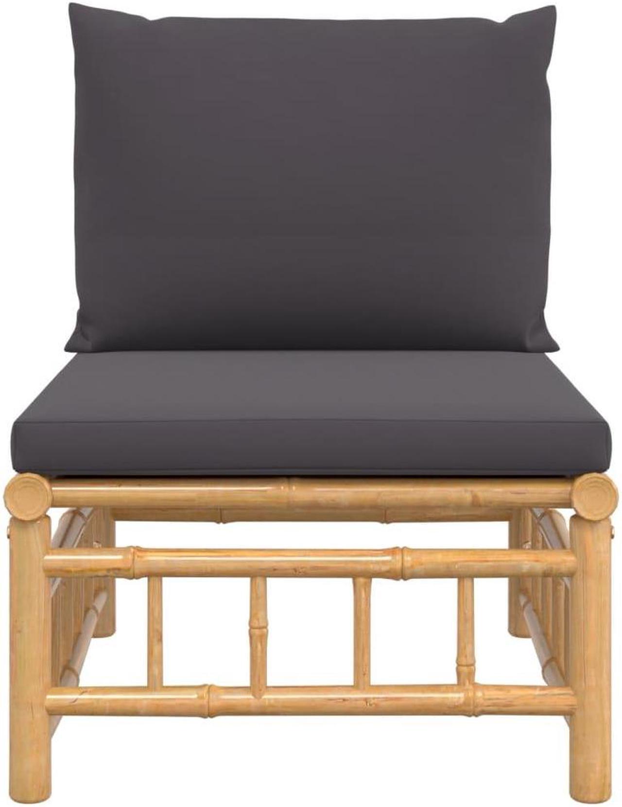 Alt view image 3 of 7 - vidaXL Patio Furniture Outdoor Sofa Garden Couch with Dark Gray Cushions Bamboo