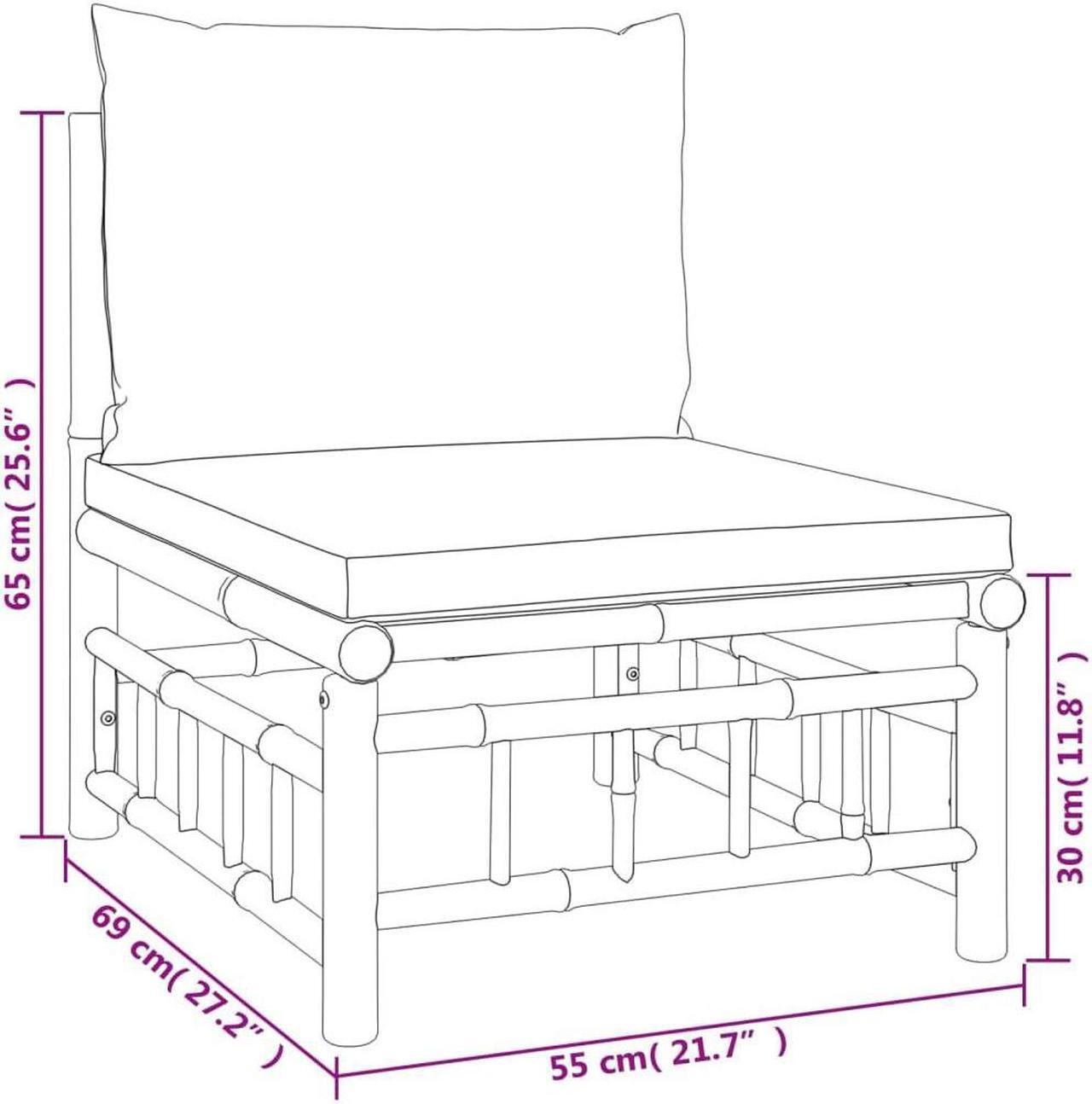 Alt view image 4 of 7 - vidaXL Patio Furniture Outdoor Sofa Garden Couch with Dark Gray Cushions Bamboo