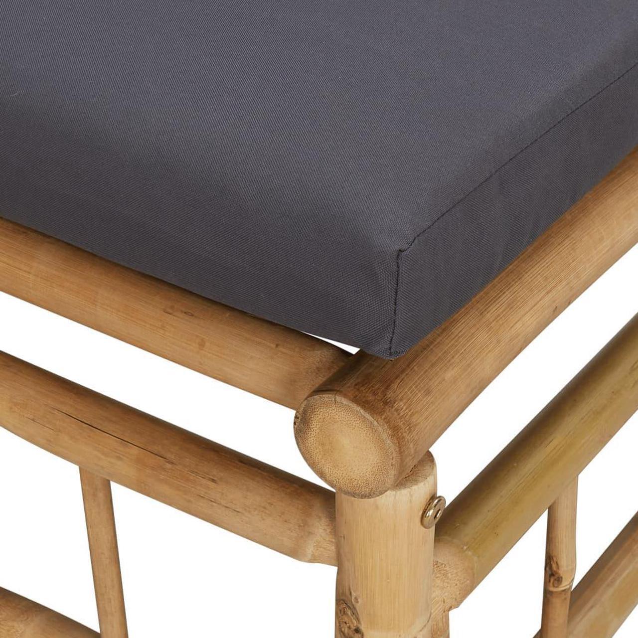 Alt view image 6 of 7 - vidaXL Patio Furniture Outdoor Sofa Garden Couch with Dark Gray Cushions Bamboo