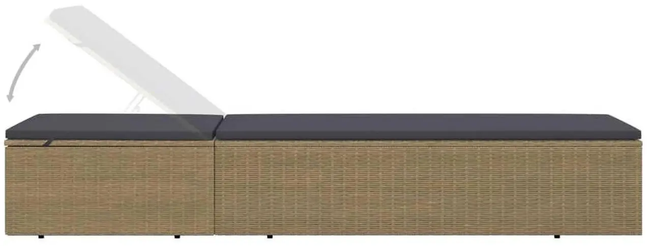 Alt view image 12 of 13 - vidaXL Sunlounger Poly Rattan Brown and Dark Gray