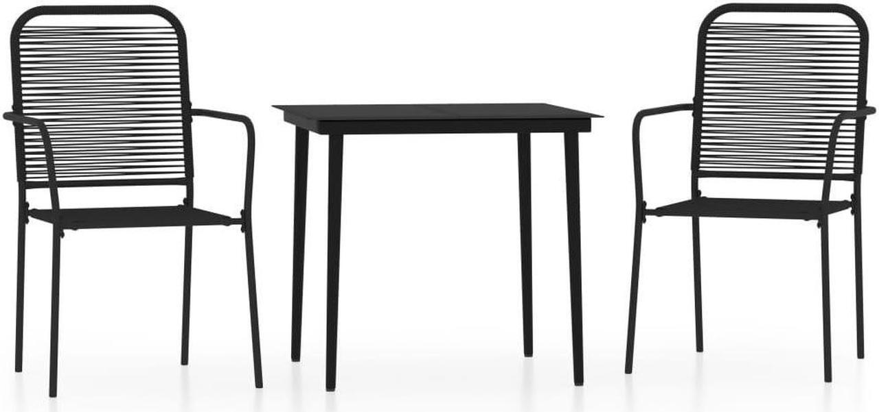 Alt view image 2 of 6 - vidaXL Patio Dining Set Outdoor Dining Set Table and Chair Set 3 Piece Black