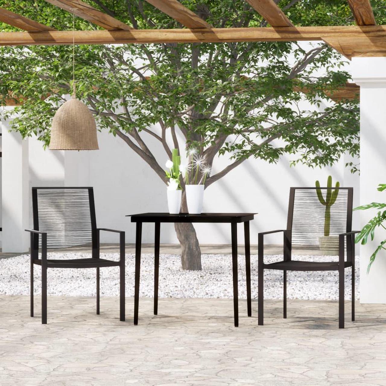 Main image of vidaXL Patio Dining Set 3 Piece Black Garden Outdoor Table and Chair Furniture