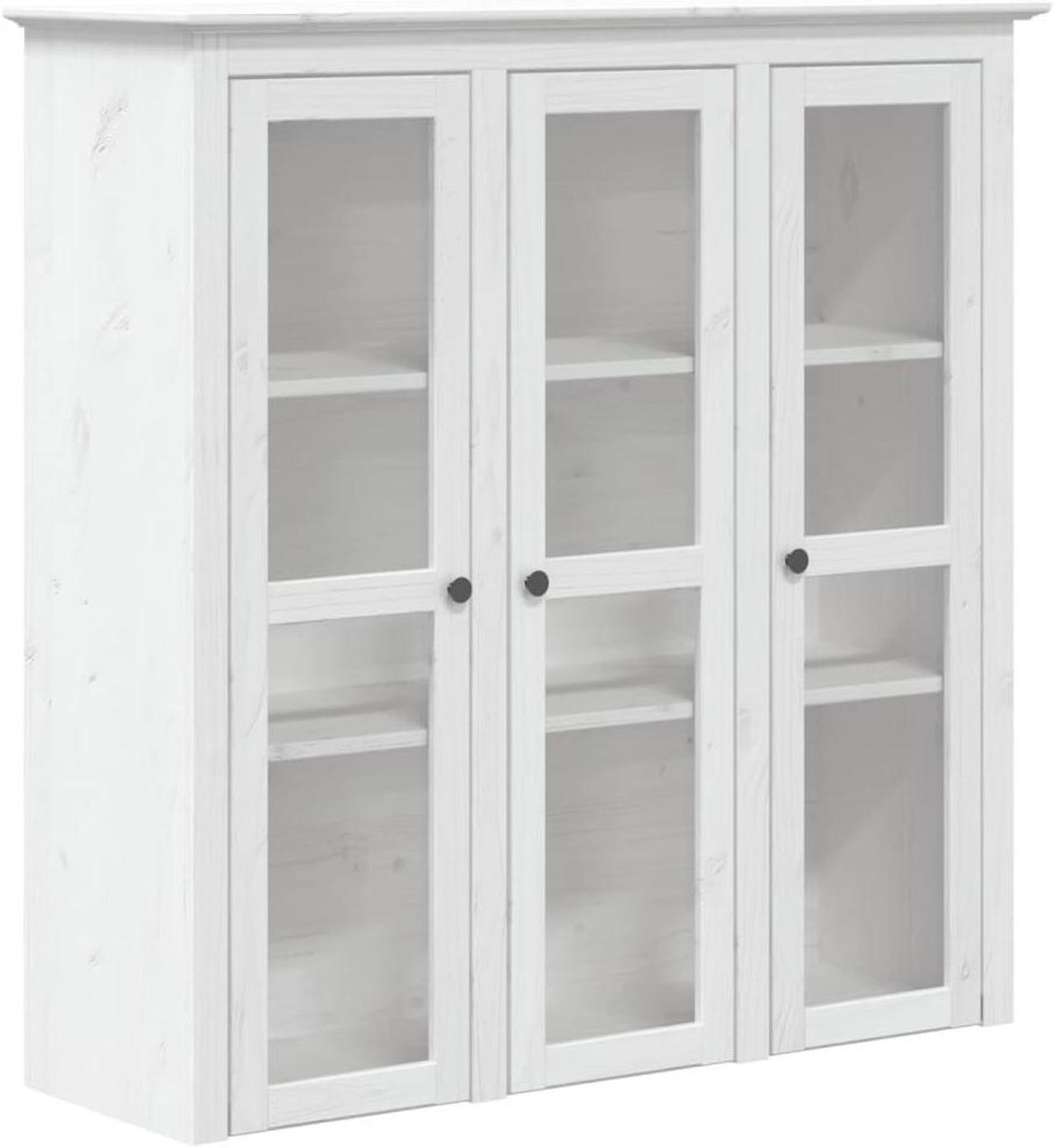 Alt view image 2 of 6 - vidaXL Cabinet Storage Book Cabinet with Glass Doors BODO White Solid Wood Pine