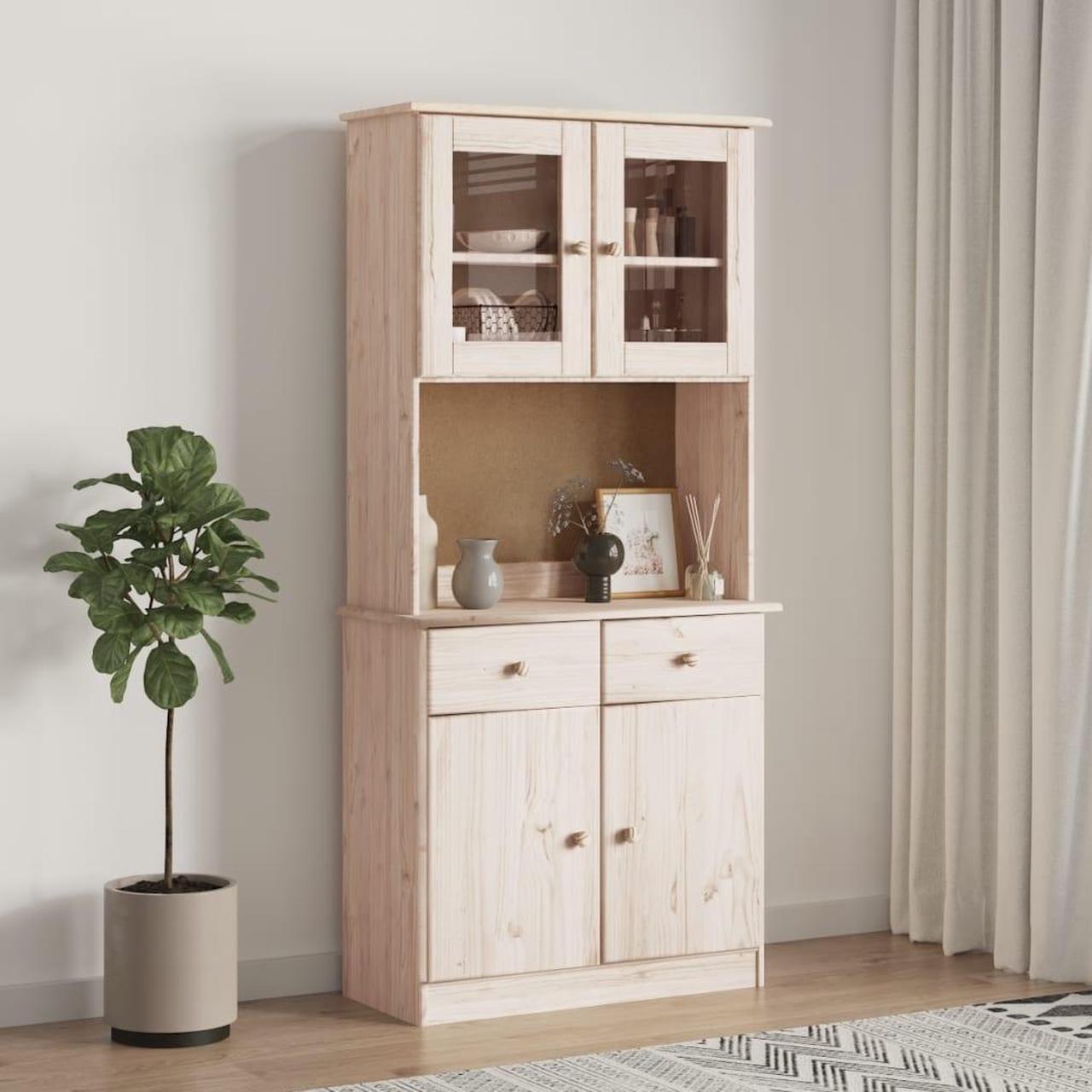 Alt view image 2 of 7 - vidaXL Kitchen Shelf Wooden Dresser Top for Highboard ALTA Solid Wood Pine