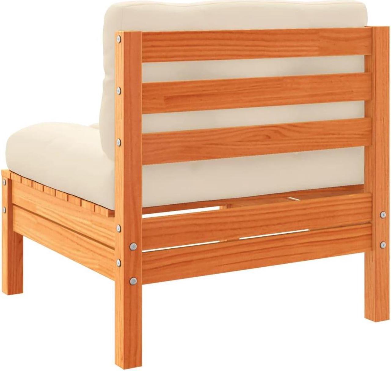 Alt view image 7 of 7 - vidaXL Patio Sofa Set with Cushions Outdoor 3 Piece Wax Brown Solid Wood Pine