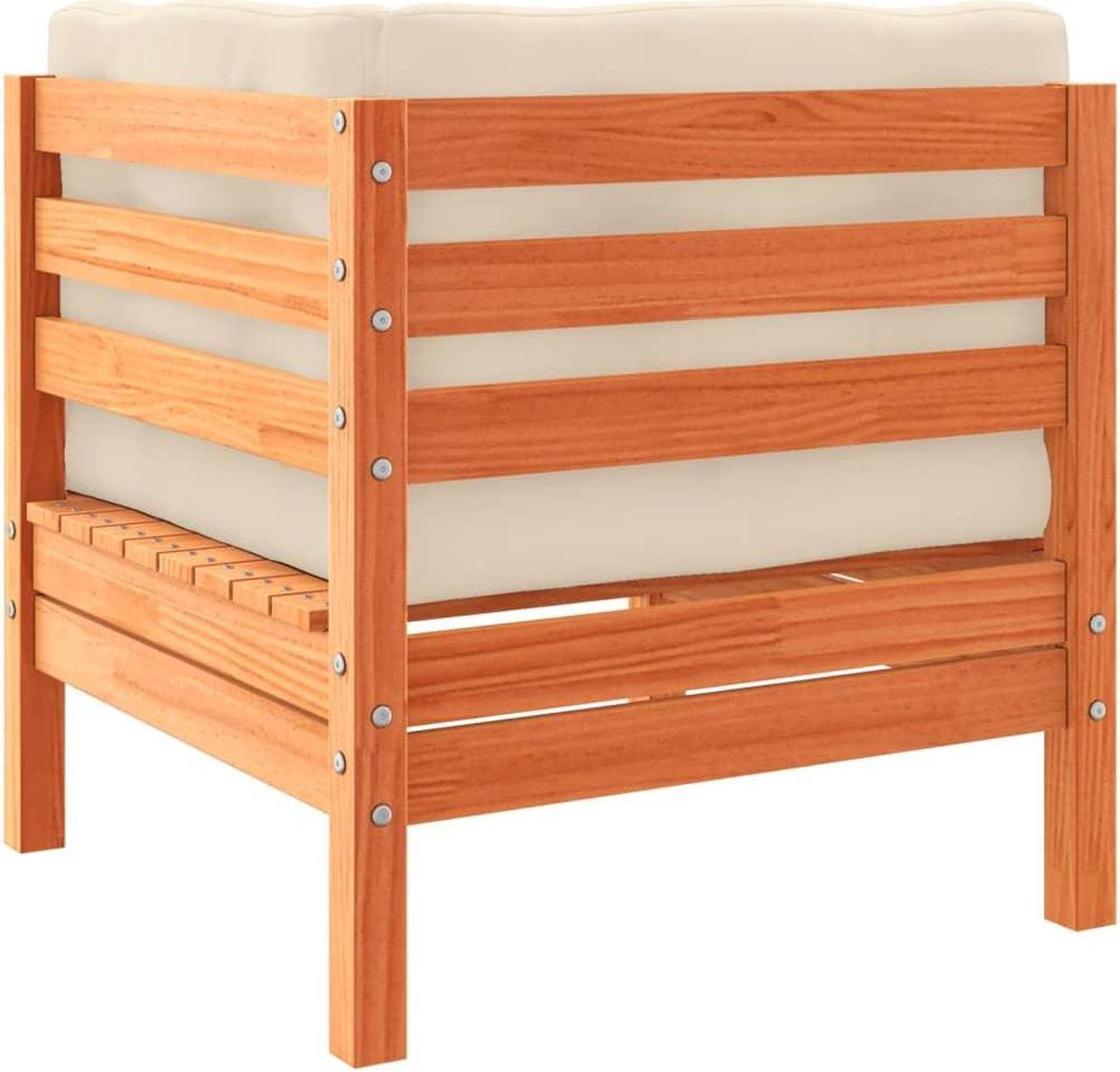Alt view image 6 of 7 - vidaXL Patio Sofa Set with Cushions Outdoor 3 Piece Wax Brown Solid Wood Pine