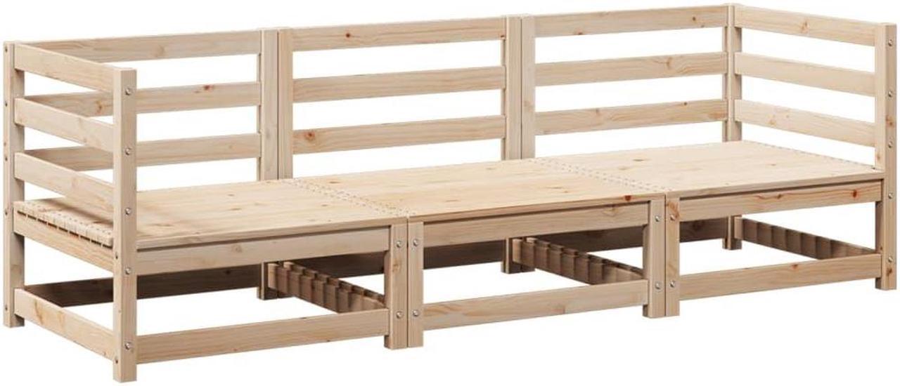 Alt view image 3 of 6 - vidaXL Patio Sofa Set Furniture Outdoor Garden Backyard 3 Piece Solid Wood Pine