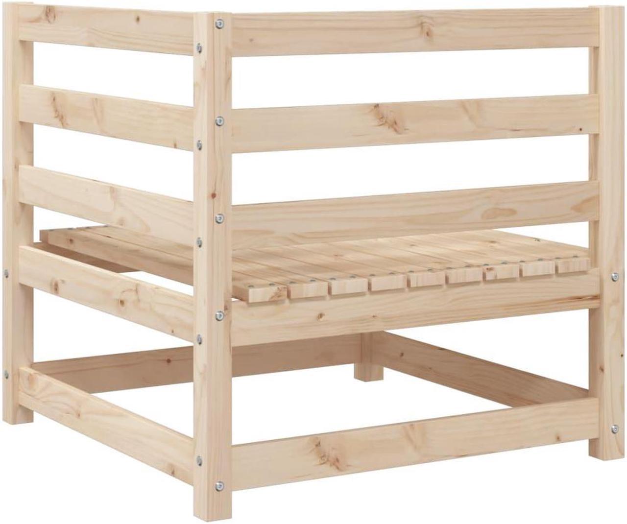 Alt view image 5 of 6 - vidaXL Patio Sofa Set Furniture Outdoor Garden Backyard 3 Piece Solid Wood Pine