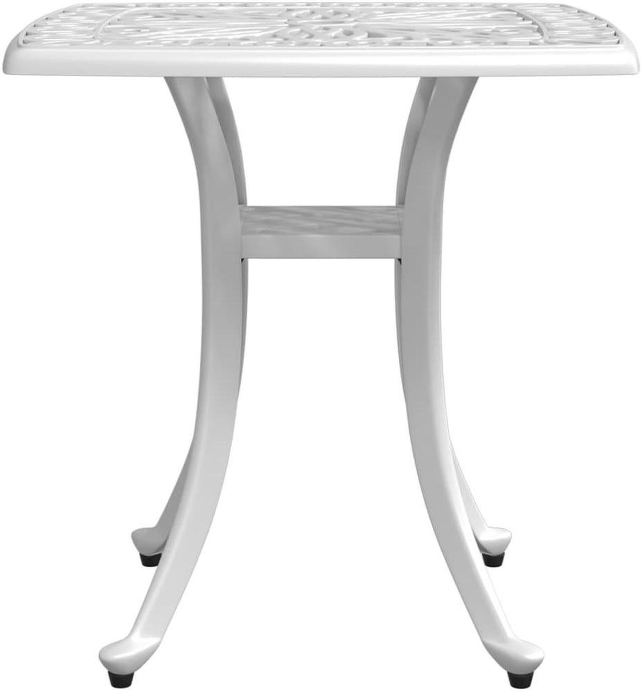 Alt view image 6 of 6 - vidaXL Patio Table Garden Outdoor Balcony Lawn Furniture White Cast Aluminum