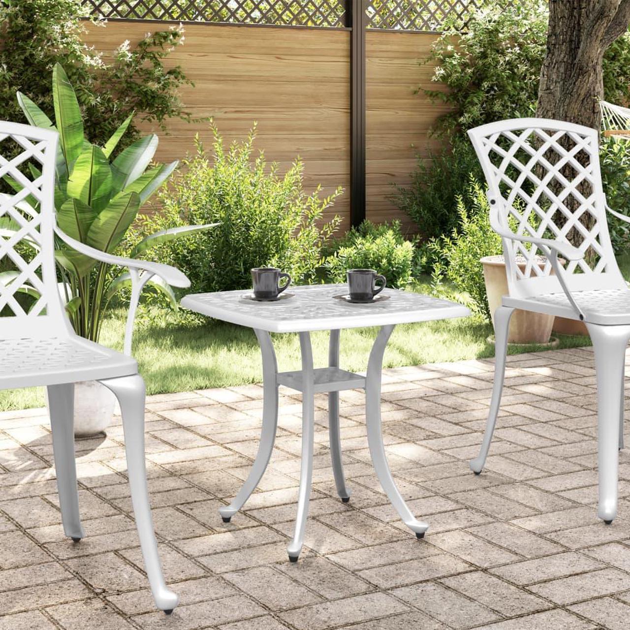 Alt view image 2 of 6 - vidaXL Patio Table Garden Outdoor Balcony Lawn Furniture White Cast Aluminum