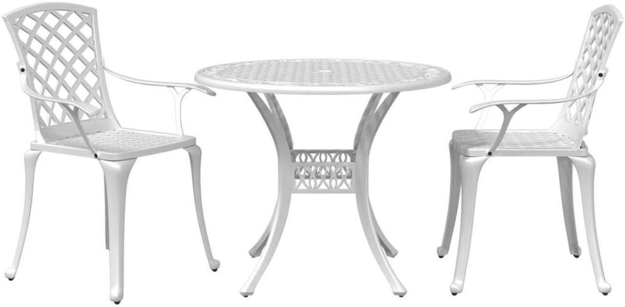 Alt view image 2 of 5 - vidaXL Bistro Set Table and Chair Patio Furniture 3 Piece White Cast Aluminum