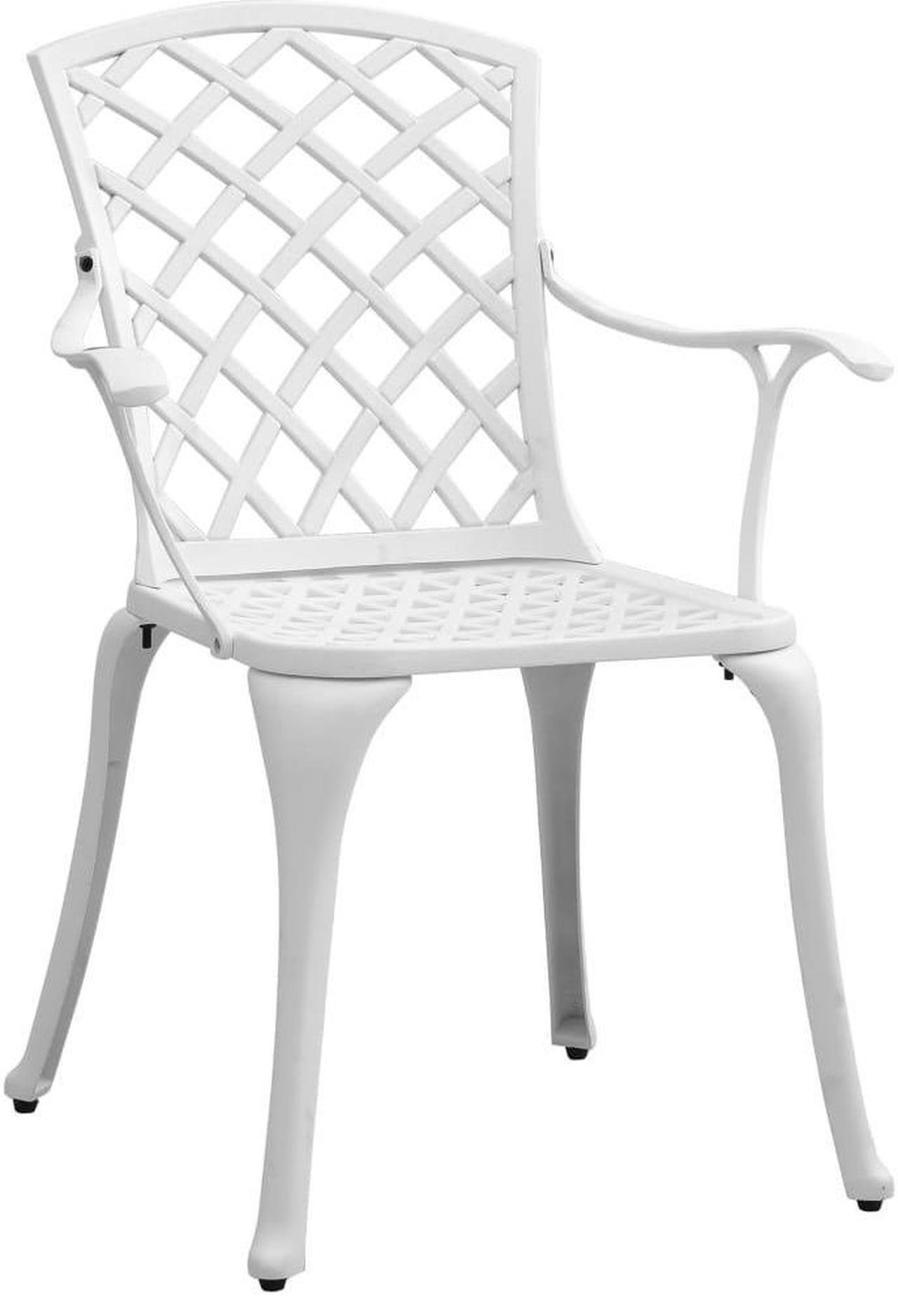 Alt view image 5 of 5 - vidaXL Bistro Set Table and Chair Patio Furniture 3 Piece White Cast Aluminum