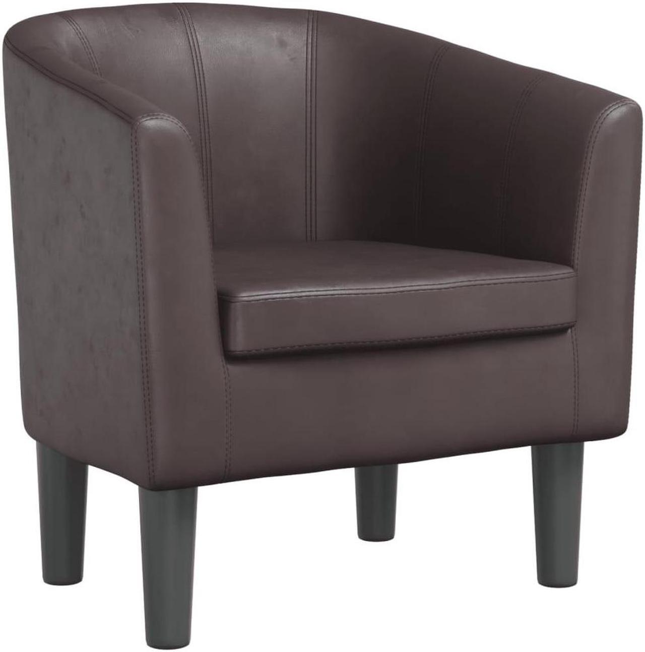 Alt view image 2 of 7 - vidaXL Tub Chair Accent Barrel Armchair for Living Room Brown Faux Leather