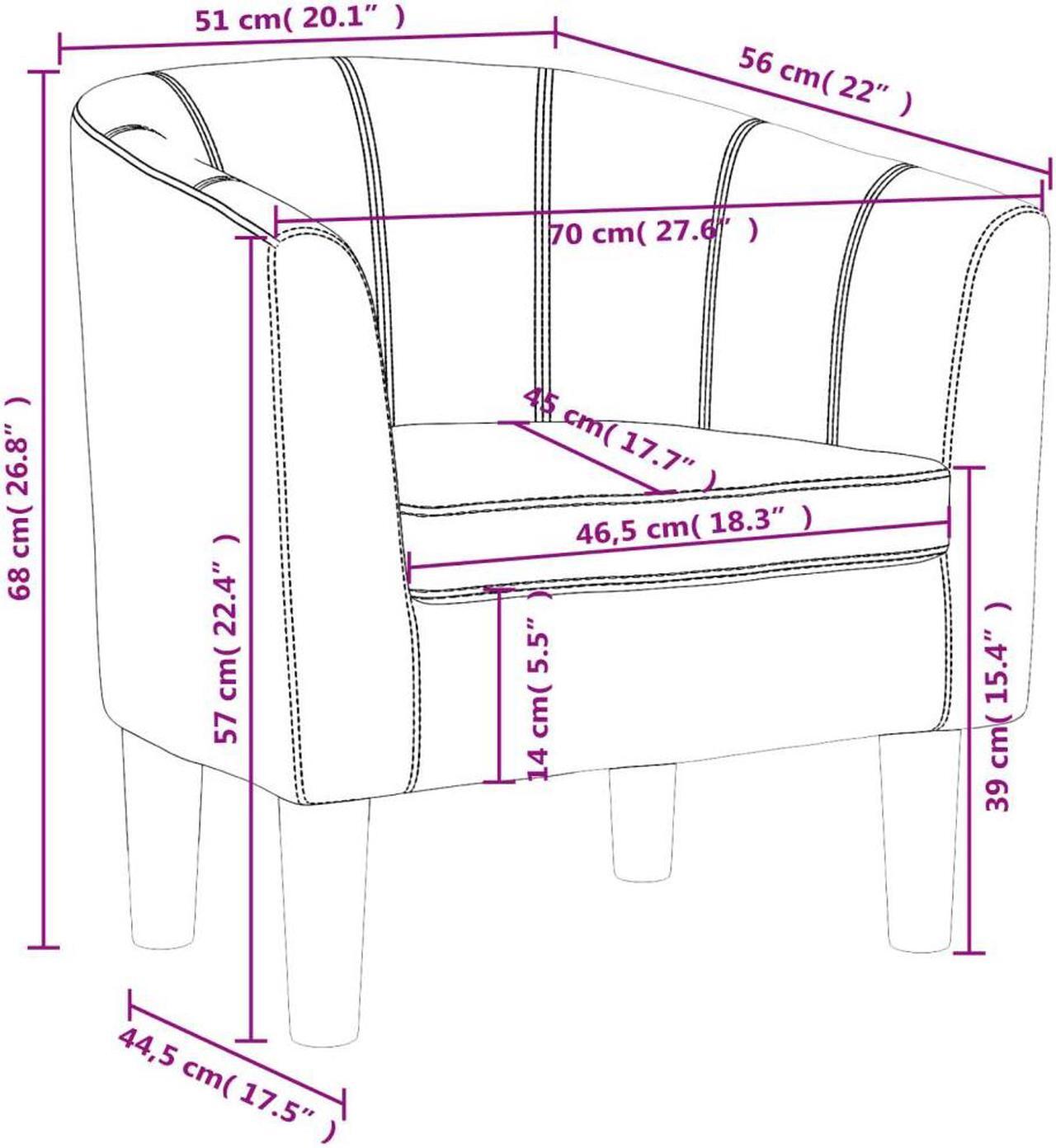 Alt view image 4 of 7 - vidaXL Tub Chair Accent Barrel Armchair for Living Room Brown Faux Leather