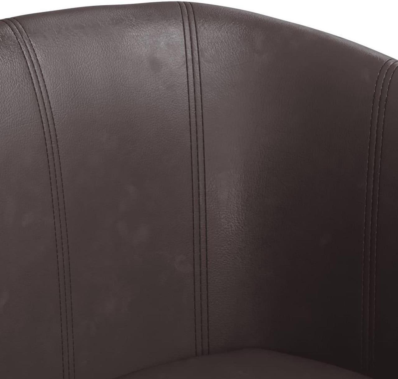 Alt view image 6 of 7 - vidaXL Tub Chair Accent Barrel Armchair for Living Room Brown Faux Leather