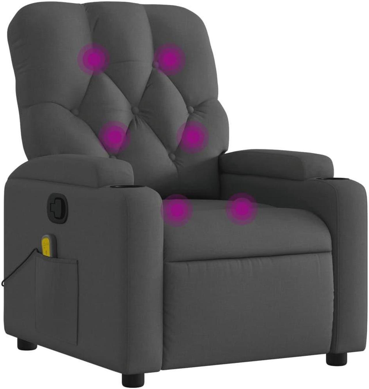 Alt view image 2 of 5 - vidaXL Massage Recliner Chair Reclining Armchair for Elderly Dark Gray Fabric