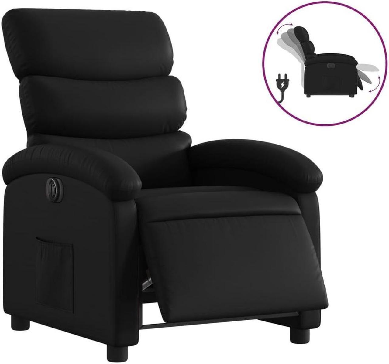 Alt view image 2 of 5 - vidaXL Electric Recliner Chair Wingback Armchair for Elderly Black Faux Leather