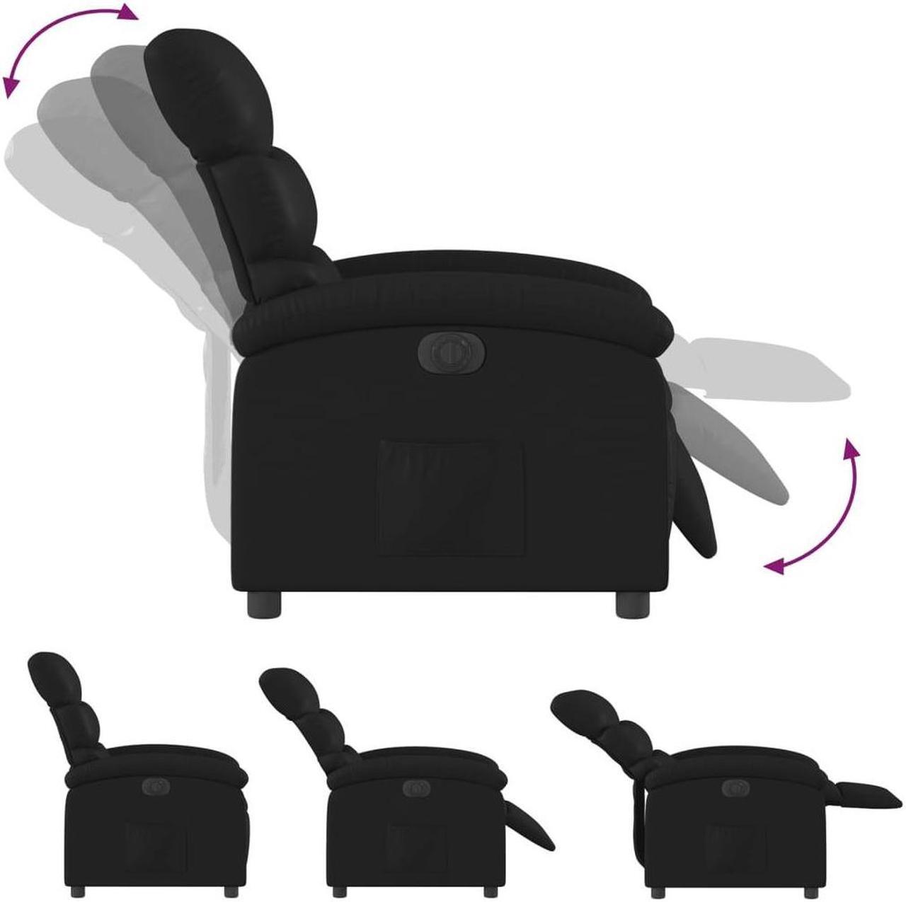 Alt view image 4 of 5 - vidaXL Electric Recliner Chair Wingback Armchair for Elderly Black Faux Leather