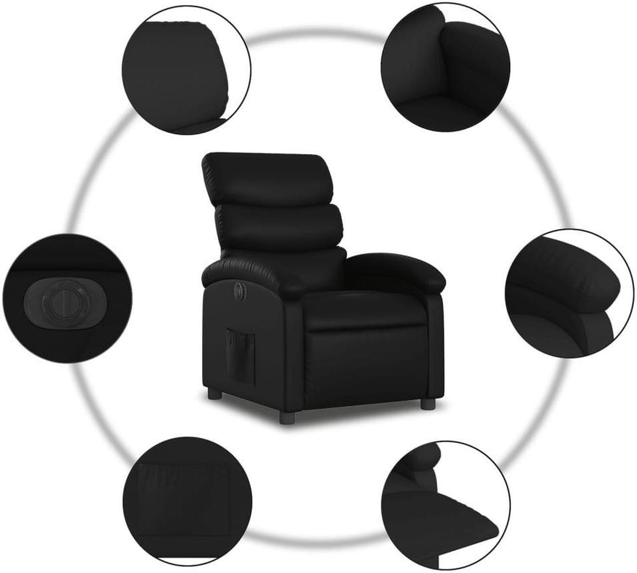 Alt view image 5 of 5 - vidaXL Electric Recliner Chair Wingback Armchair for Elderly Black Faux Leather