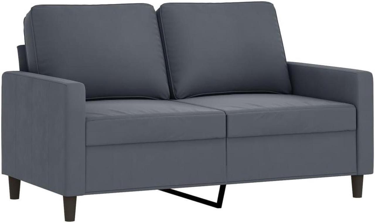 Alt view image 3 of 6 - vidaXL Sofa Set with Cushions Loveseat Couch Armchair 2 Piece Dark Gray Velvet