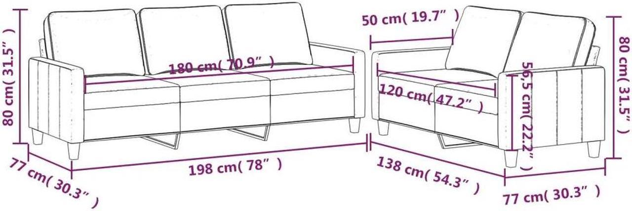 Alt view image 4 of 6 - vidaXL Sofa Set with Cushions Loveseat Couch Armchair 2 Piece Dark Gray Velvet