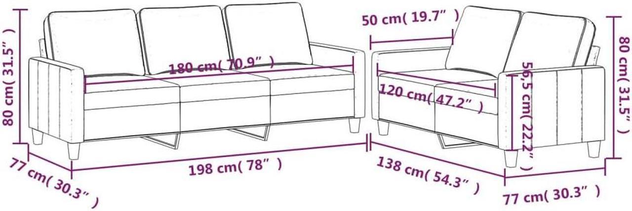 Alt view image 6 of 6 - vidaXL Sofa Set with Cushions Loveseat Couch Armchair 2 Piece Dark Gray Velvet