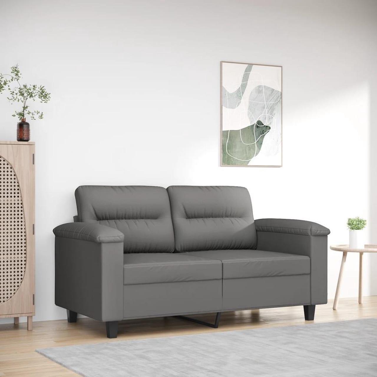 Main image of vidaXL Sofa Accent Loveseat Couch Sofa Settee Dark Gray Microfiber Fabric