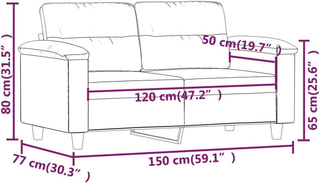 Alt view image 4 of 7 - vidaXL Sofa Accent Loveseat Couch Sofa Settee Dark Gray Microfiber Fabric