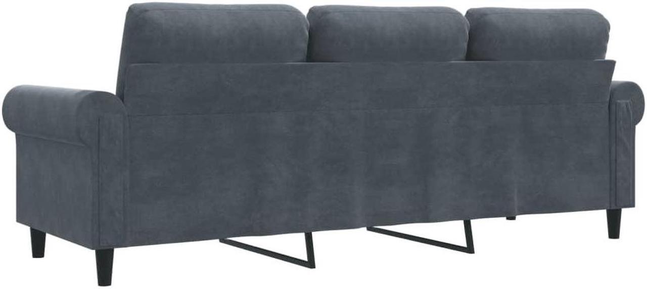 Alt view image 5 of 6 - vidaXL Sofa Accent Upholstered 3-Seater Couch Sofa Armchair Dark Gray Velvet