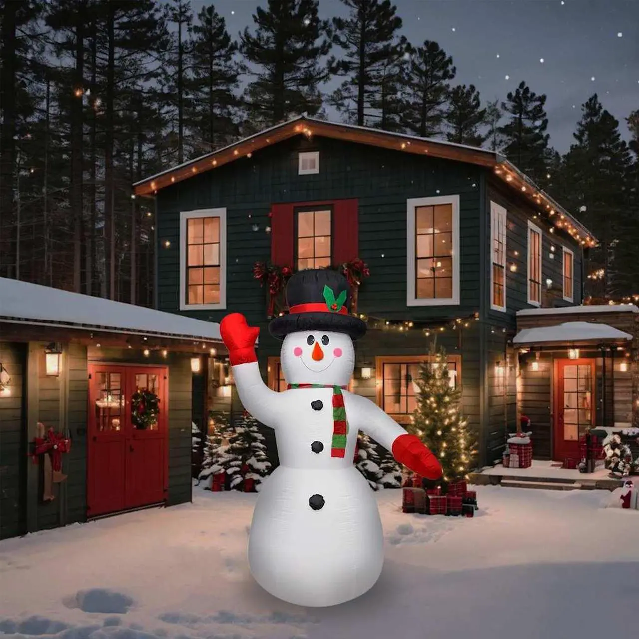 Alt view image 8 of 10 - vidaXL Christmas Inflatable Snowman Blow Up Yard Decor Snow Man with LED Light