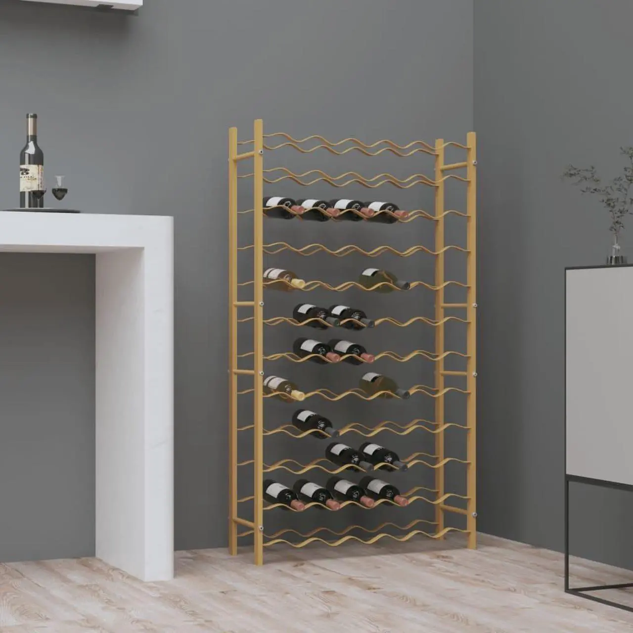 Main image of vidaXL Wine Rack for 72 Bottles Storage Wine Bottle Holder Stand Gold Metal
