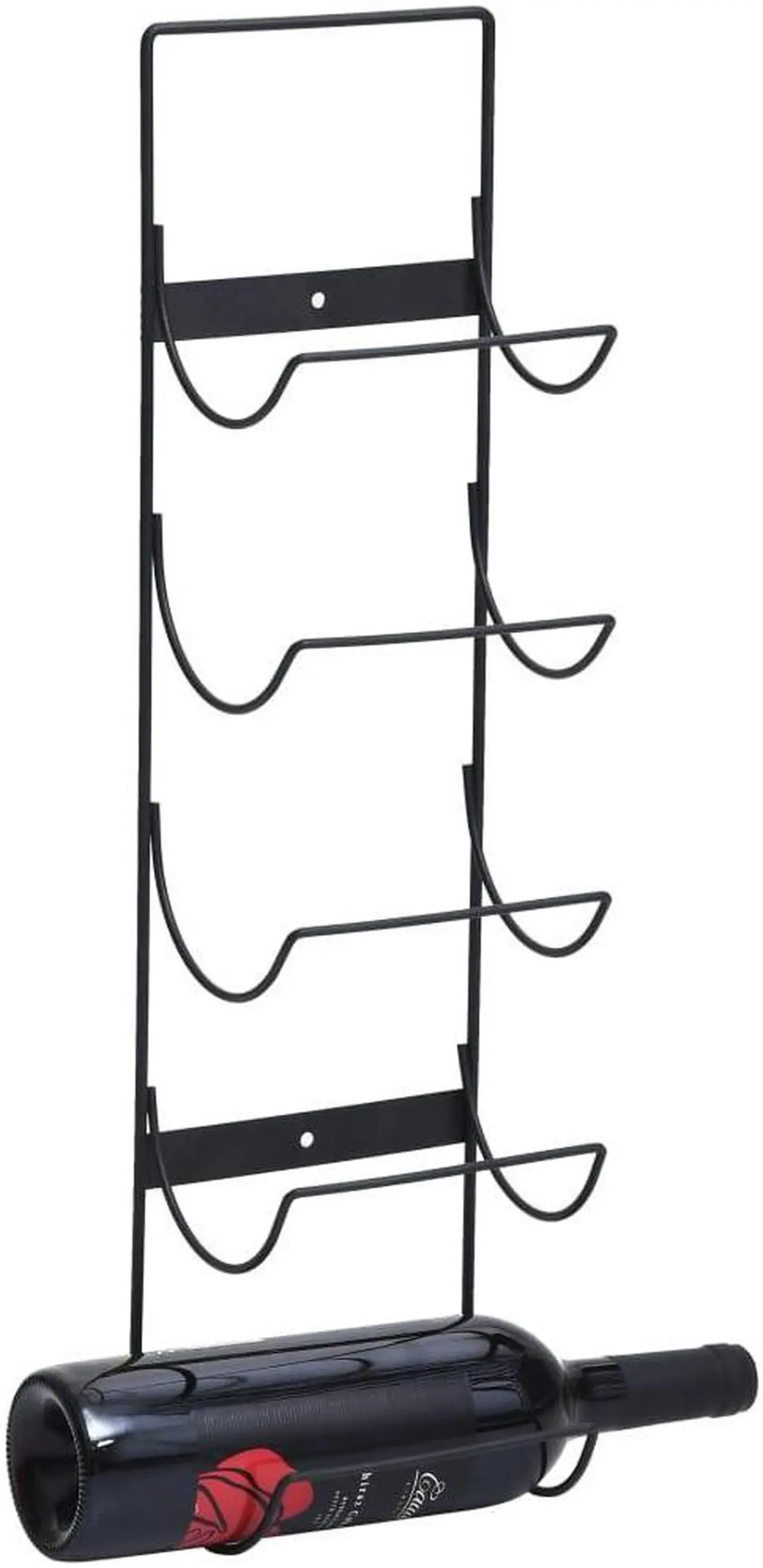 Alt view image 9 of 15 - vidaXL Wall Mounted Wine Rack for 5 Bottles Black Iron