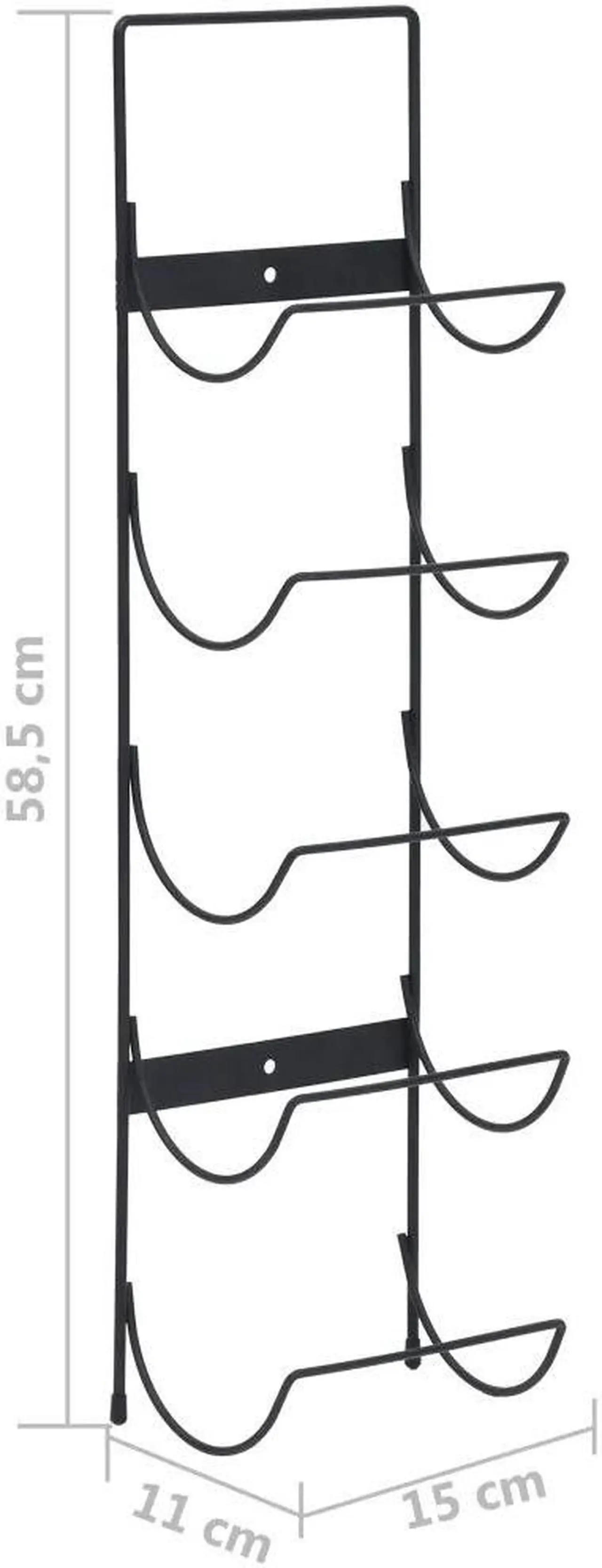 Alt view image 12 of 15 - vidaXL Wall Mounted Wine Rack for 5 Bottles Black Iron